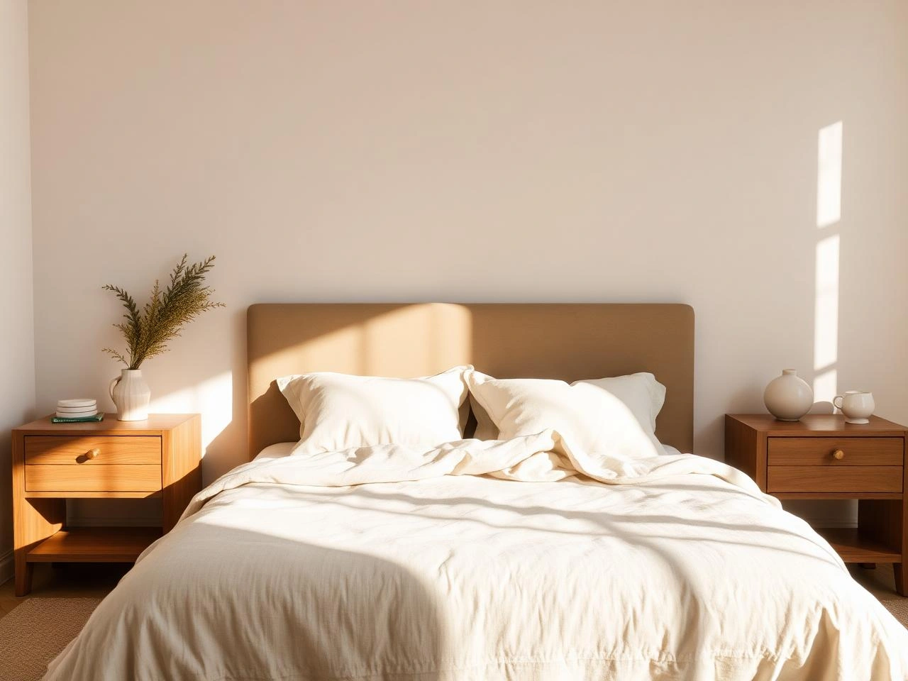 Comfortable bedroom with cozy decor and calming details