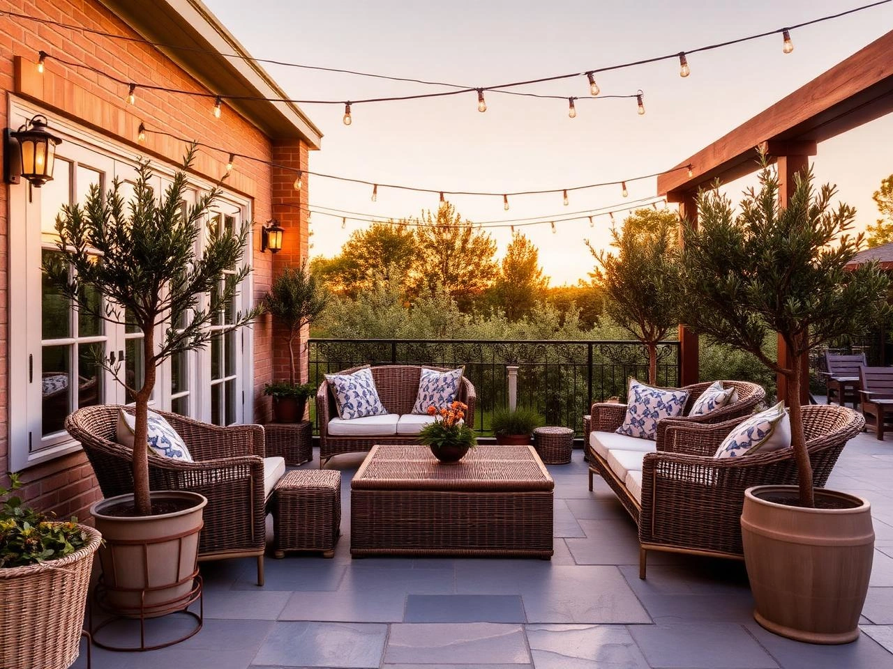 Inviting outdoor space with comfortable furniture and decor