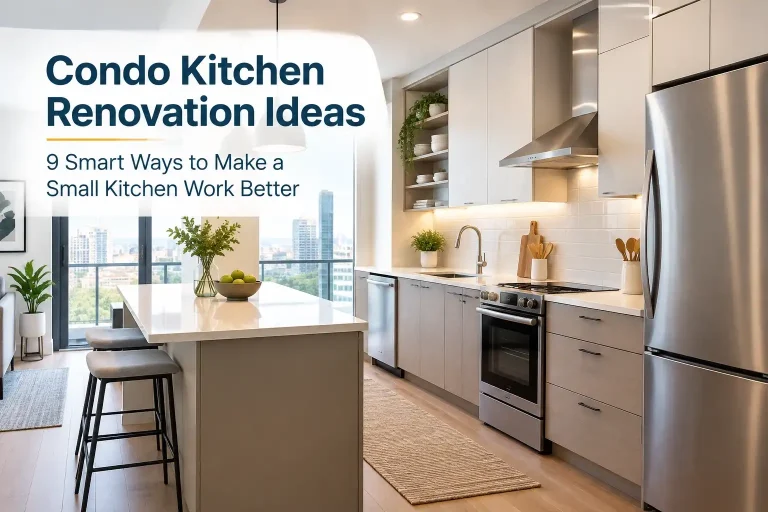 Modern condo kitchen renovation with compact cabinets and open layout