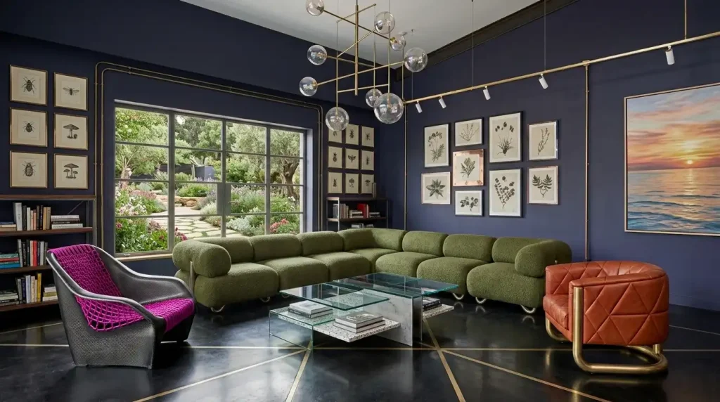 Linen curtains framing a window in a modern rental living room
